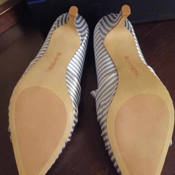 Blue Striped Women's Heels - Picture 7 of 9